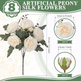 8 Bundles Artificial Peonies Flowers Boho Faux Flowers Arrangements
