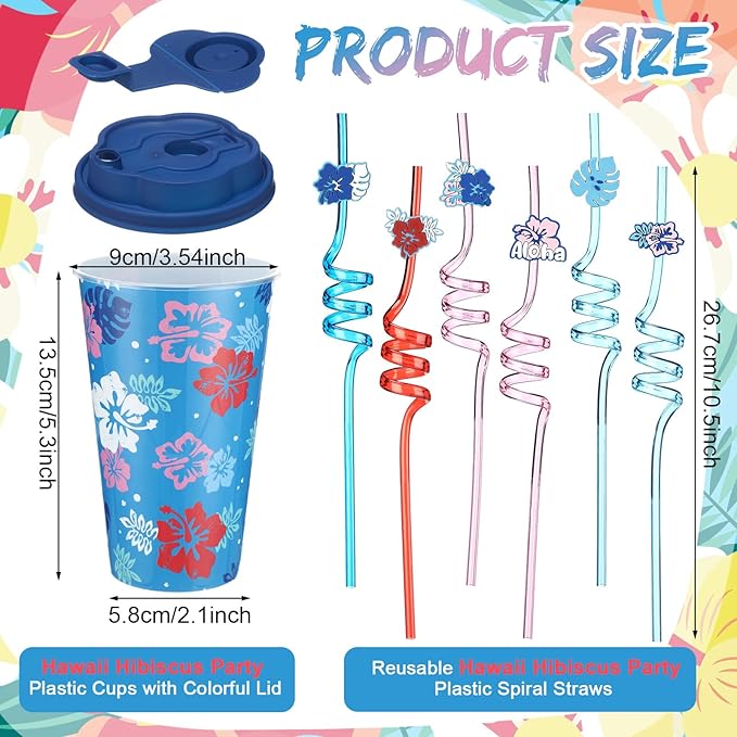 Yungyan 24 Sets Hawaii Hibiscus Cartoon Party Favors Goodie Cups with