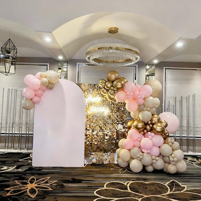 Dusty Pink Nude Gold Balloons, 60Pcs 12Inch Pink Sand White Nude Gold