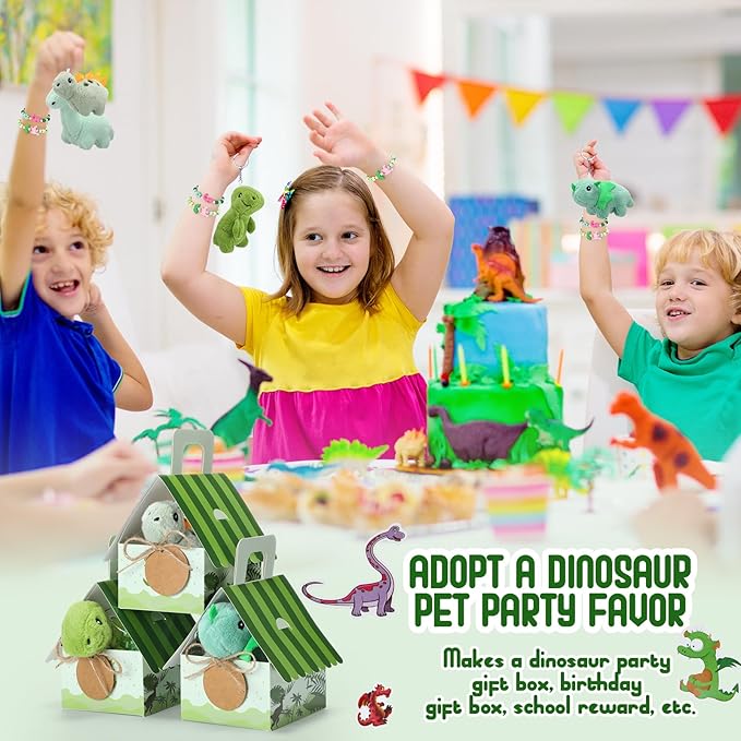 100 Pcs 16 Sets Dinosaur Party Favor Mini Dinosaur Stuffed Animals