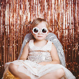 5 Pack Foil Curtain Backdrop Rose Gold Metallic Tinsel Foil Fringe