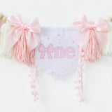 Handmade Pink Bow High Chair Banner 1st Birthday Party Decoration
