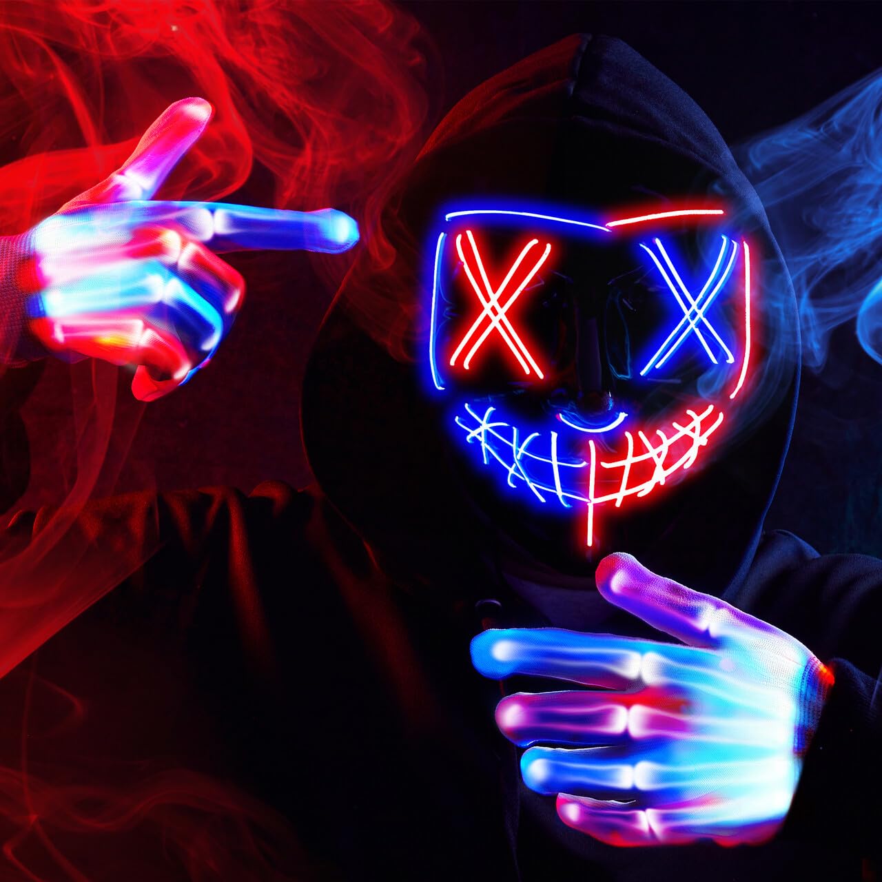 JOYIN Halloween Led Mask, Light Up Mask and Gloves for Cosplay Costume