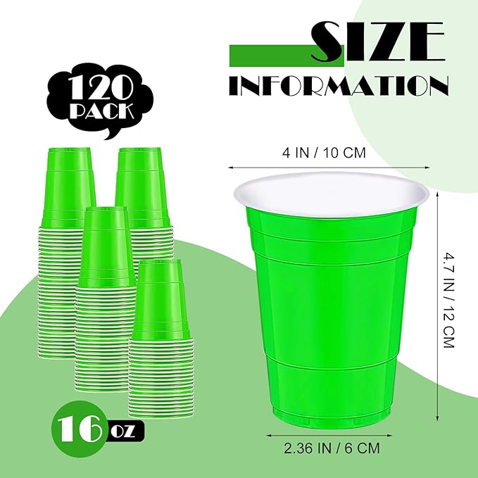 120 Pcs Green Plastic Cups St Patrick's Day plastic cups green Party