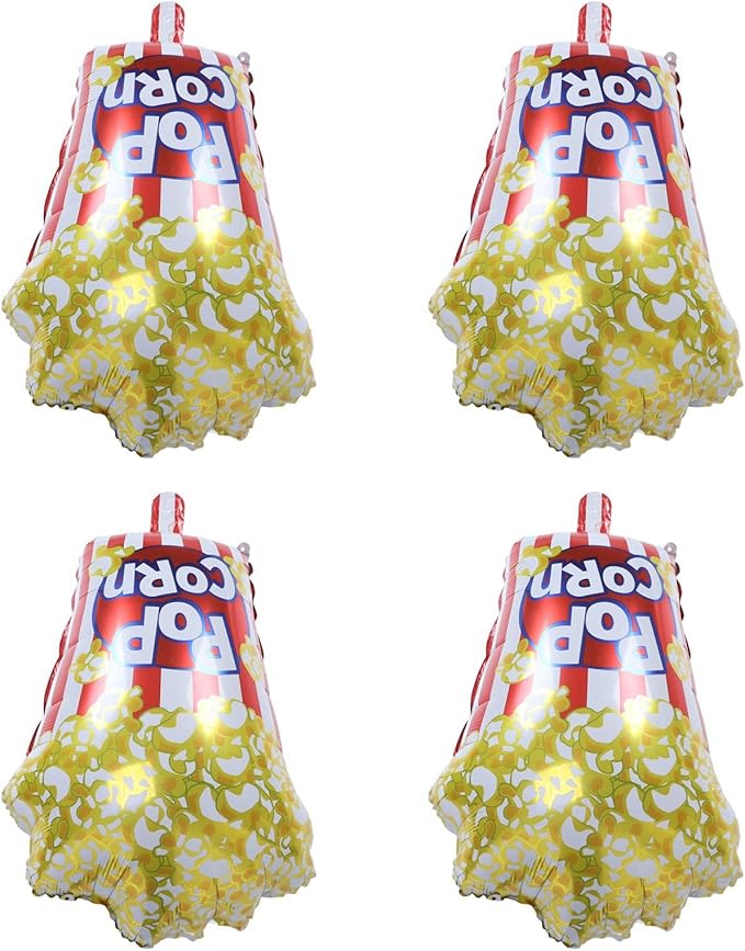 Popcorn Party Balloons 10pcs Reusable Aluminum Foil Movie Theme