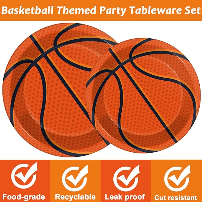 98 Pieces Basketball Party Decorations Basketball Tableware Set