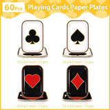 60Pcs Poker Party Paper Plates 10 x 6.5 Poker Disposable Paper