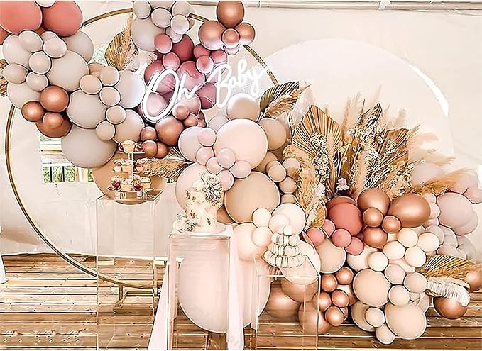 Boho Balloons Garland Arch Kit Double Stuffed Dusty Rose Pink Rose