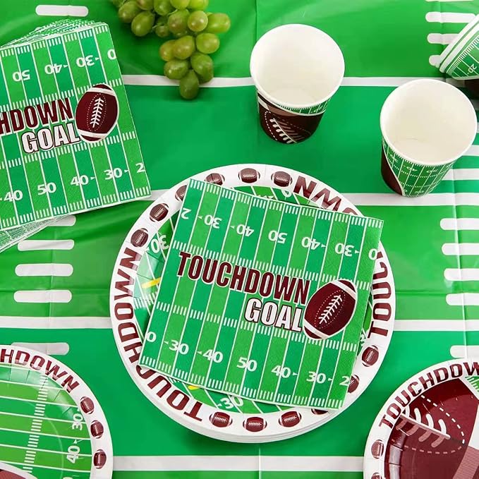 Football Party Supplies Kit Serve 25 Includes Dinner & Dessert