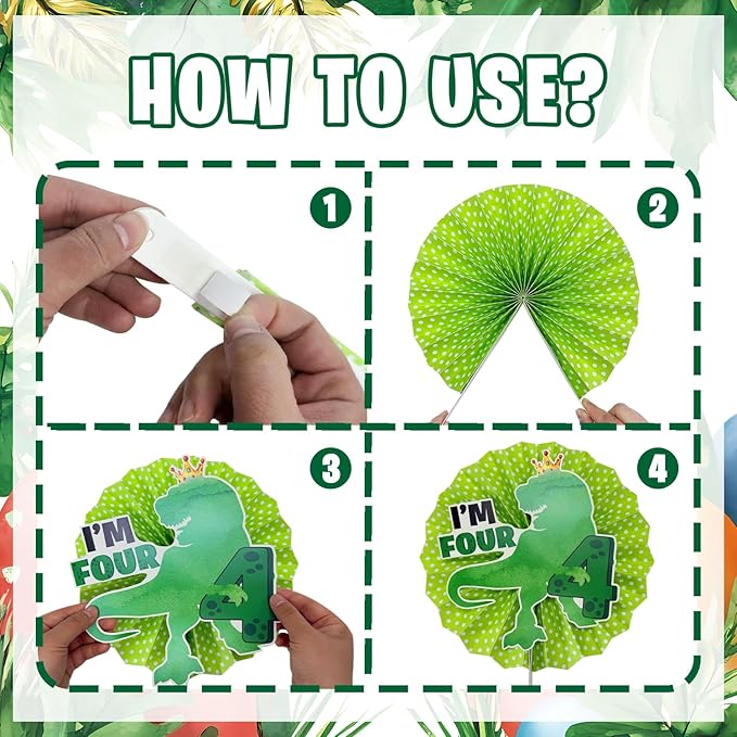 Roar Im 4 Dinosaur Party Decorations 134Pcs 4th Dinosaur Dino