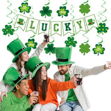 St Patricks Day Party Decoration Green Shamrock Garland 25pcs Saint
