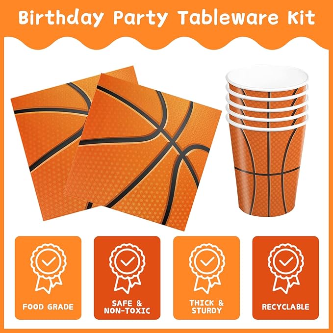 170Pcs Basketball Party Supplies Basketball Birthday Decorations