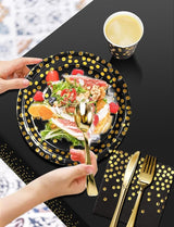 Nkaiso 141 Pieces Black Gold Party Supplies, Disposable Party
