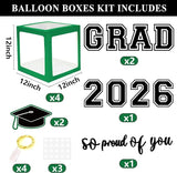 Graduation Decorations 2026 Set of 4 Green Graduation Boxes with