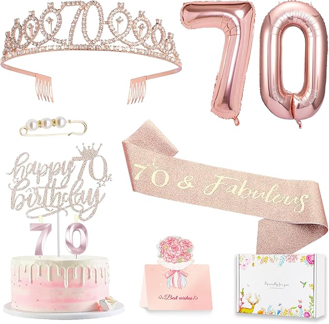 70th Birthday Gifts Decorations for Women Including 70th Cake