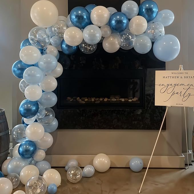 Togvu Metallic Blue Silver Balloons, 60 Pcs 12 Inches Chrome Blue