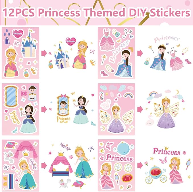 Princess Party Favors Including 12 Gift Bag 12 Stickers 12 Silicone