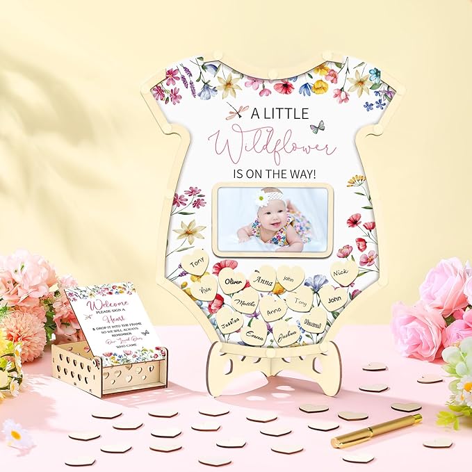 63 Pcs Wildflower Baby Shower Guest Book Alternatives Set Baby