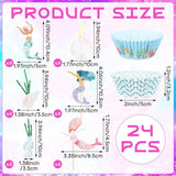 48 Pcs Mermaid Cupcake Kit Include 24 Mermaid Cake Topper 24 Ocean