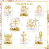 8 Pieces Baptism Honeycomb Centerpieces for Girls Pampas Grass