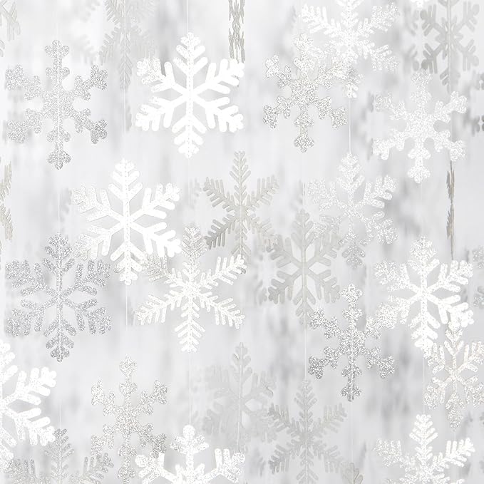 Snowflake Snow White-Silver Christmas Party-Decorations Garland -