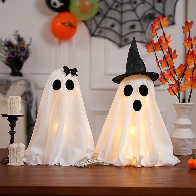 Timer Light Up Halloween Scary Ghost Decorations Set of 2 DIY Spooky