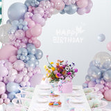 Pink Purple Blue Balloon Arch Kit 108Pcs Double Stuffed Pearl Blue