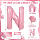 Pastel Pink N Letter Balloon, 40 Inch Giant Light Pink Mylar Helium
