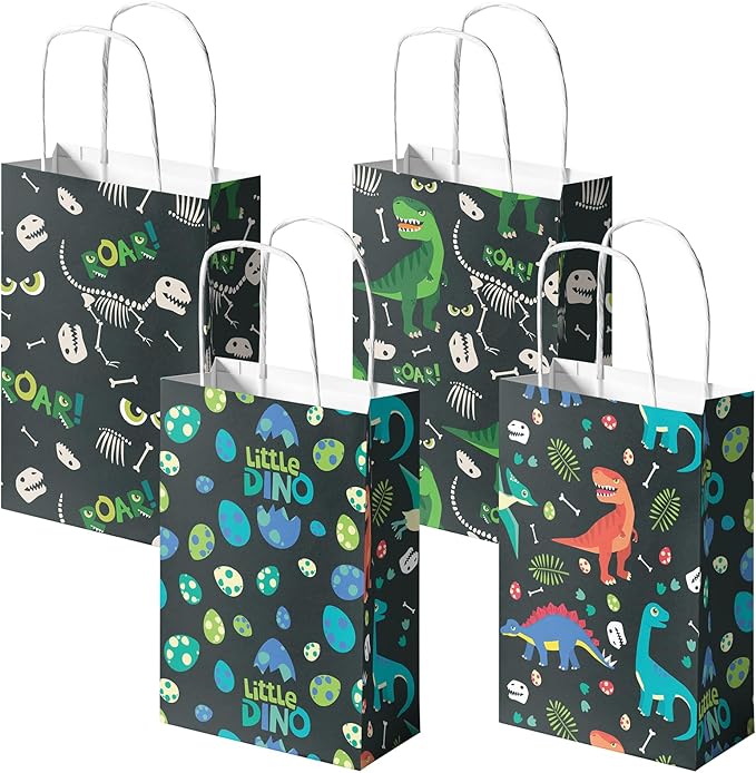 24 Pack Dinosaur Party Favor Bags for Kids T Rex Goodie Bags with