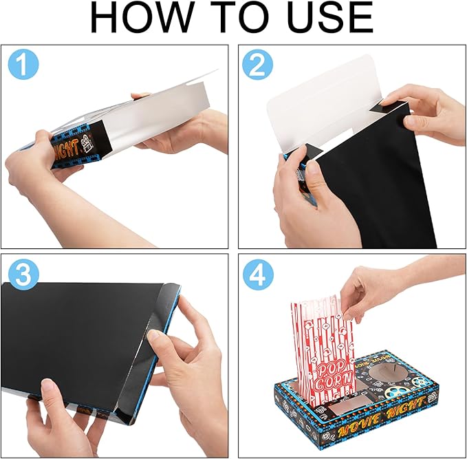 Movie Night Supplies 100 Pcs 50 Movie Snack Trays & 50 Popcorn Bags