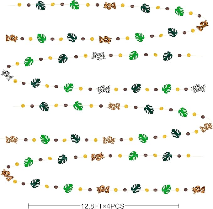 Two Wild Birthday Party Decorations Brown Gold Circle Dot Palm Leaf