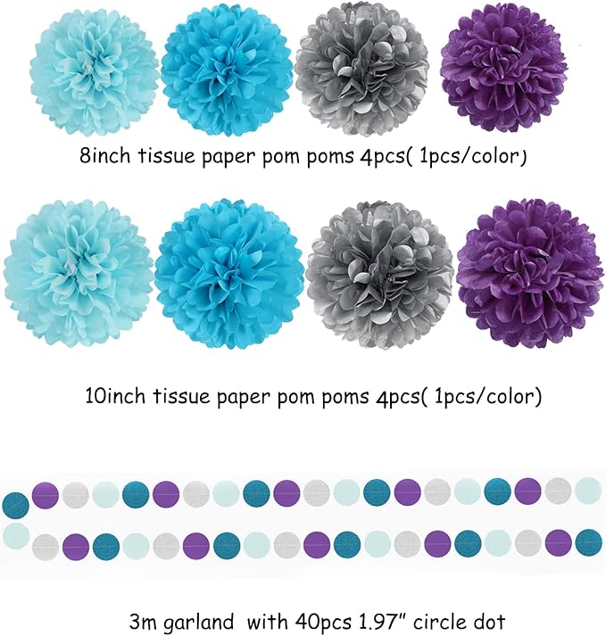 Purple-Blue Silver Frozen Christmas Party-Decorations - 30pcs Tissue