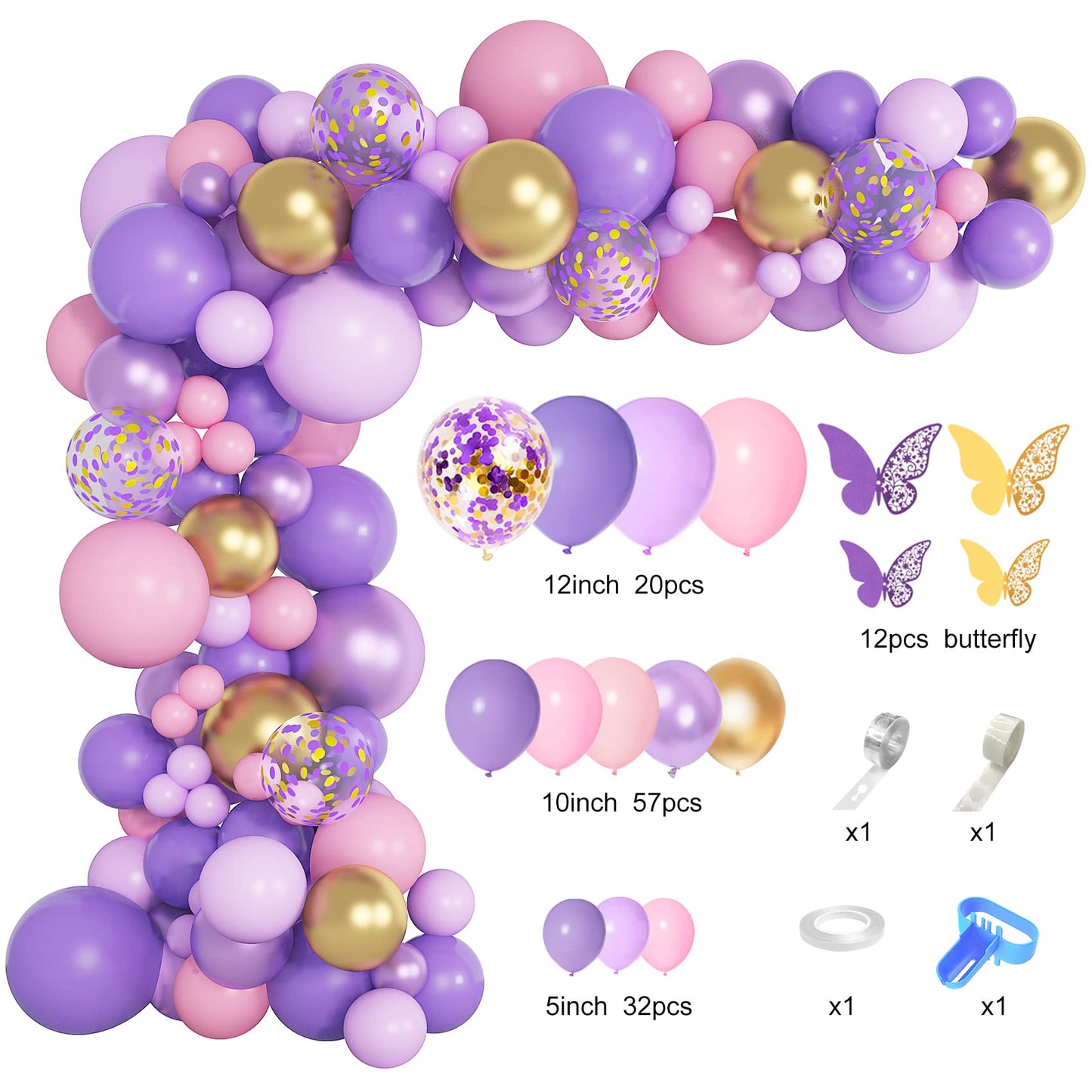 Purple Pink Butterfly Balloon Garland Arch Kit, Butterfly Baby Shower