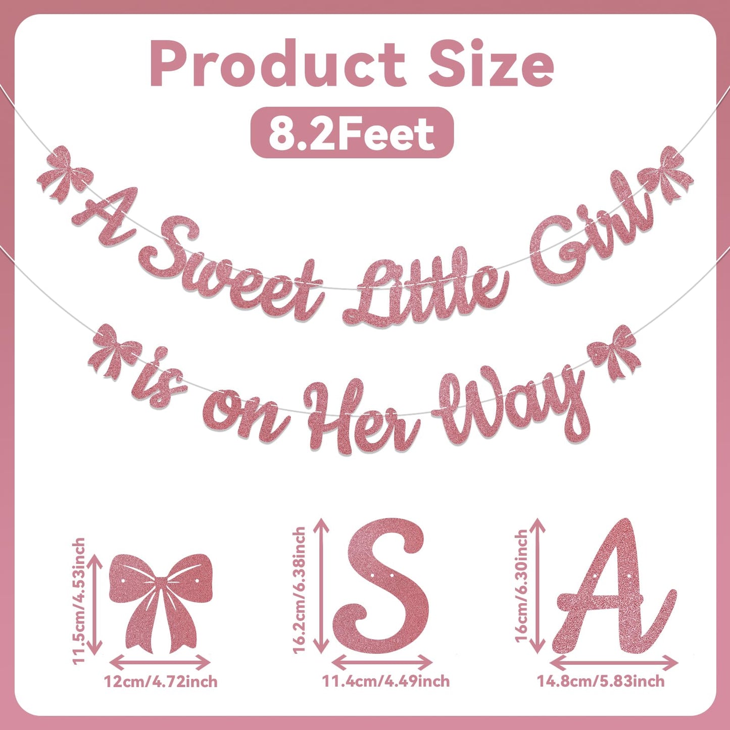 A Sweet Little Girl is on Her Way Banner - Pink Bow Baby Shower