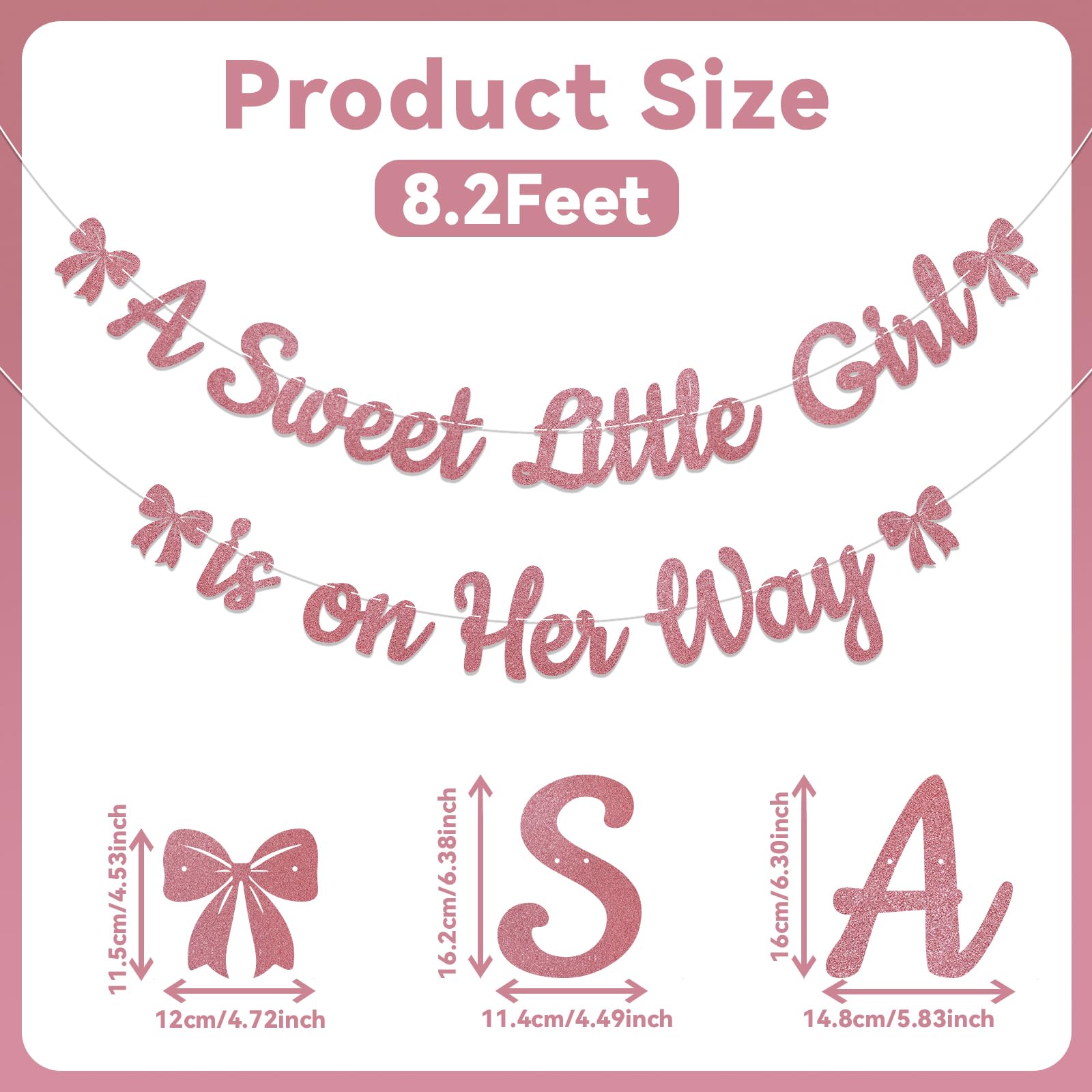 A Sweet Little Girl is on Her Way Banner - Pink Bow Baby Shower