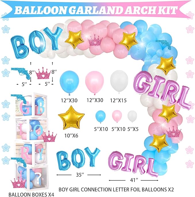 Guns or Glitter Gender Reveal Decorations 169 PCs Boy or Girl Gender