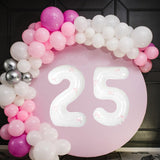 40 Inch White Number Balloons with Pink Bow Coquette Birthday