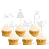 Gexolenu 24 Pcs Bride To Be Cupcake Toppers Silver Glitter