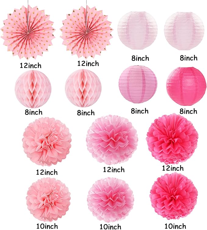 Rose Hot Pink Valentines Day Party Decorations Streamers 14pc Girl
