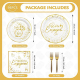 96Pcs Happy Engagement Party Supplies White Gold Diamond Ring Plates