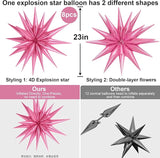 8 Pcs Star Balloons, Huge Pink Explosion Star Aluminum Foil Spike