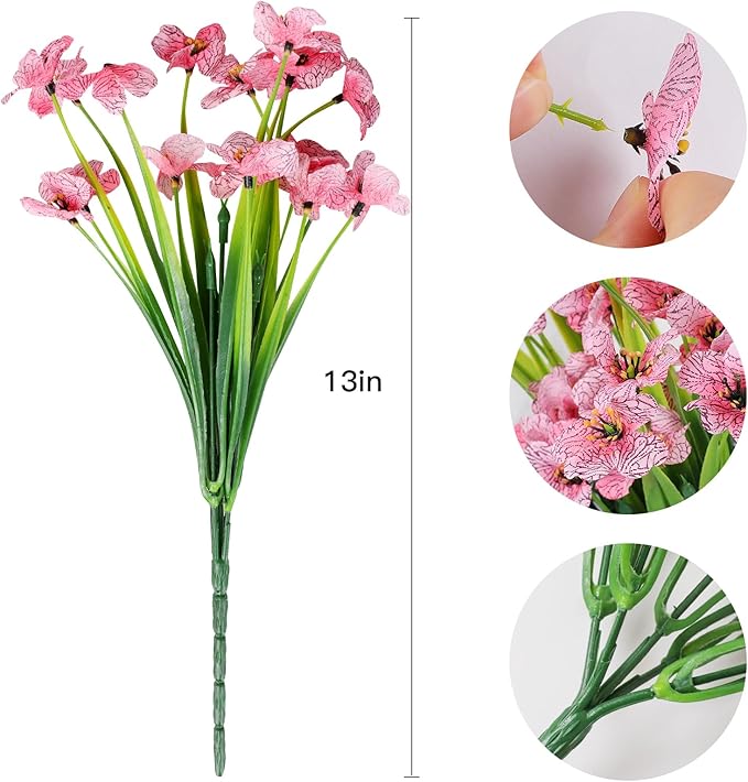 AmyHomie 20 Bundles Artificial Flowers for Outdoor Outside Spring