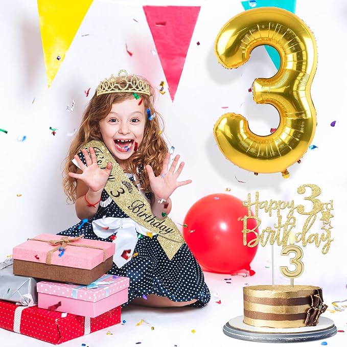 3rd Birthday Decorations for Girls with 3rd Birthday Sash and