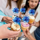 Gyufise 30Pcs Foil Firework Cupcake Toppers Happy Birthday Cake #3
