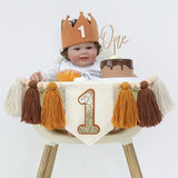 Baby Boy First Birthday Party Decorations Brown High Chair Banner