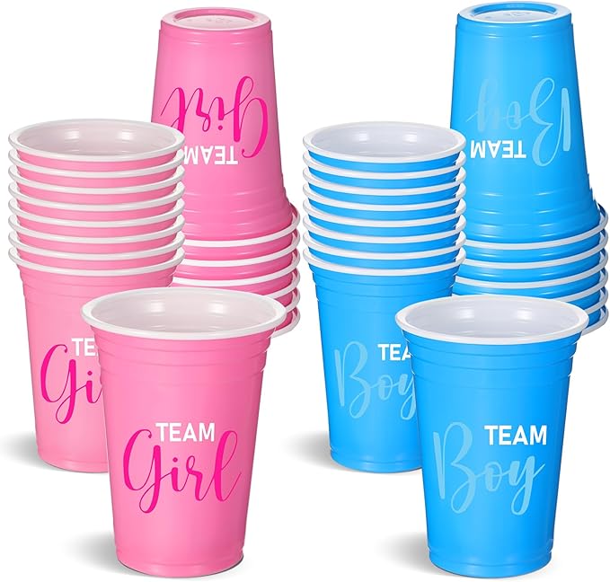 30 Pcs Gender Reveal Plastic Blue Pink Cups Gender Reveal Cups