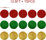 192Ft Christmas Party Decorations Red Green Metallic Gold Tissue