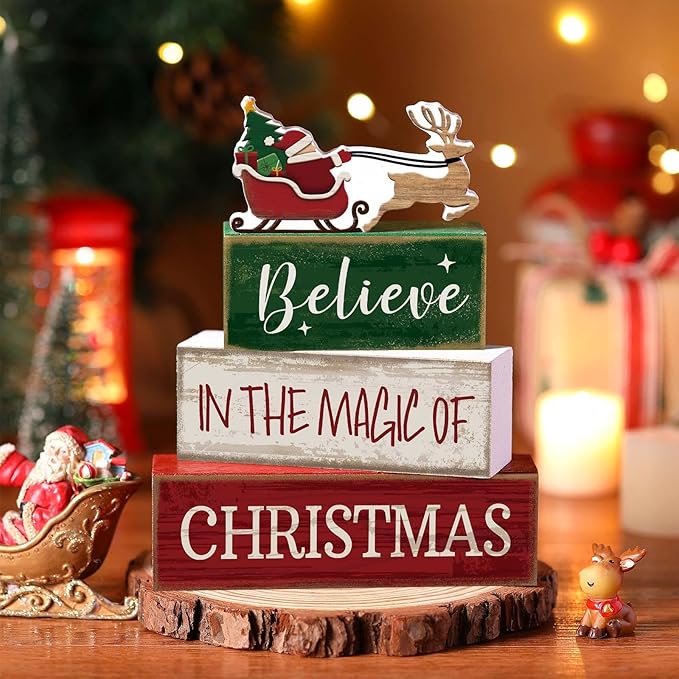 4 Pcs Christmas Table Decoration Wooden Santa Claus Decor Christmas
