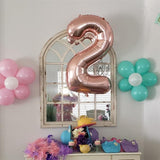40 Inch Rose Gold Foil Balloon Number 2, Large Self Inflating Number