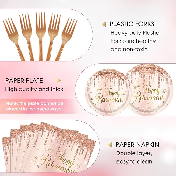 96PCS Retirement Party Decorations Women Rose Gold Retire Party